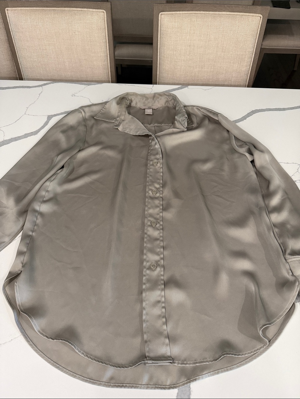 H&M women’s Silky Taupe Button-Up Shirt
